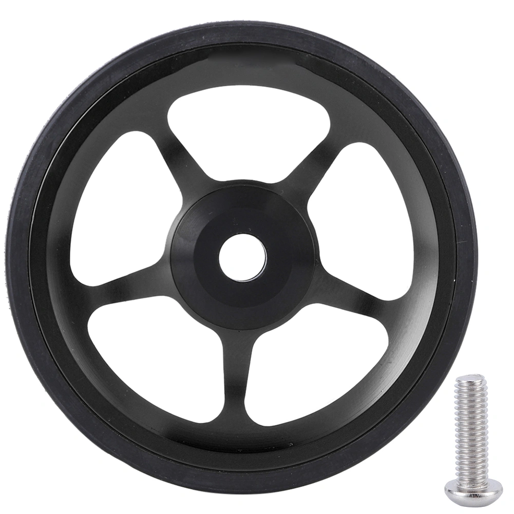 Folding Bike Aluminum Easy Wheel Riding Bike Push Wheel with Mounting ScrewBlack