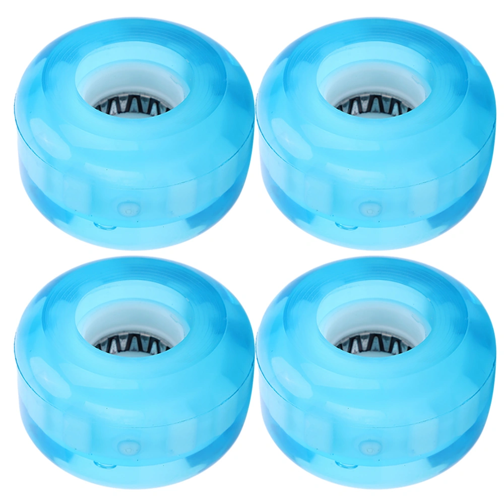 4PCs Set High Elastic PU Skateboard Flashing Wheel 52mm Professional AntiSkid No Noise(Blue )