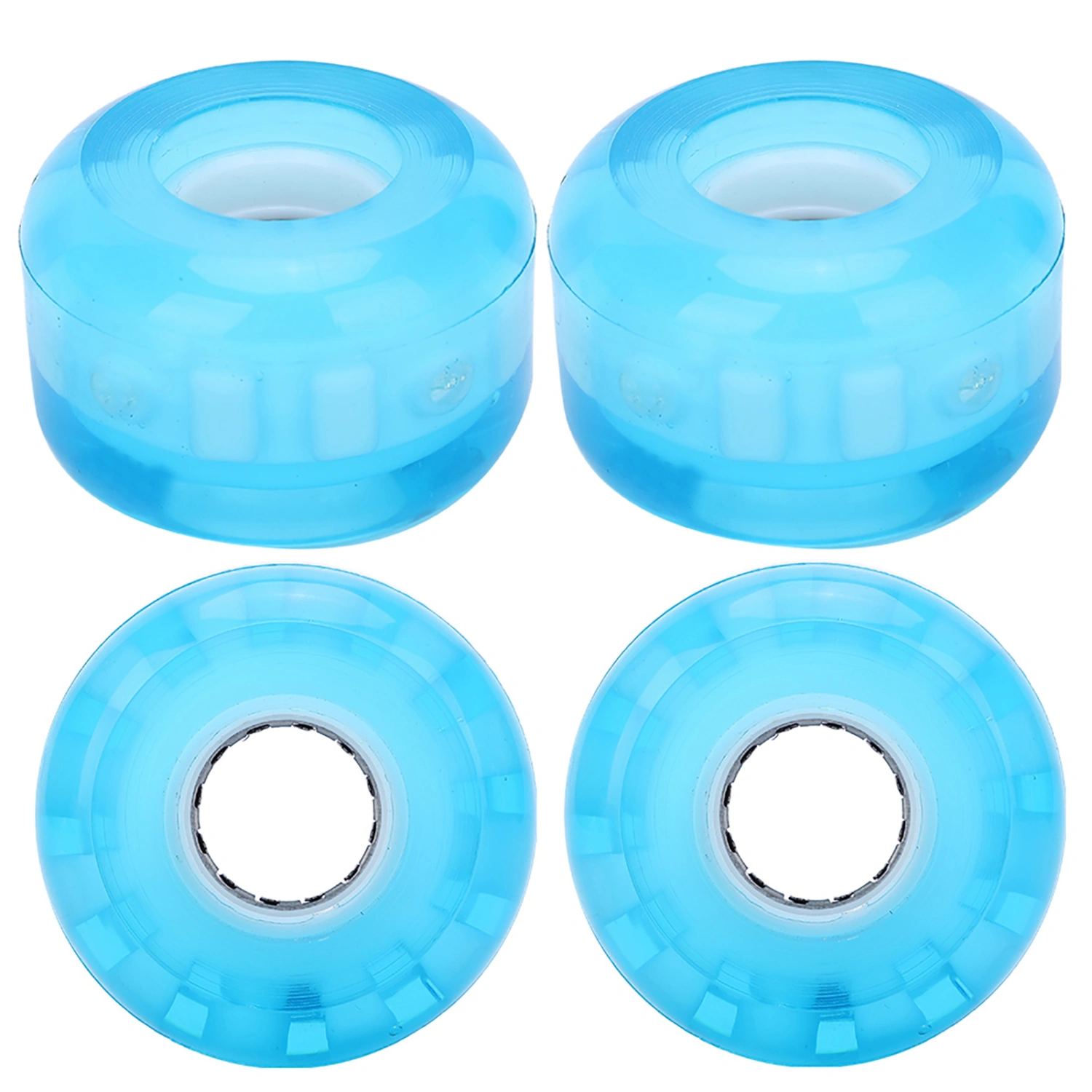 4PCs Set High Elastic PU Skateboard Flashing Wheel 52mm Professional AntiSkid No Noise(Blue )
