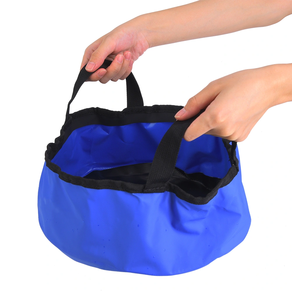 PVC Outdoor Portable Round Folding Bucket Wash Basin for Traveling Camping Picnicblue