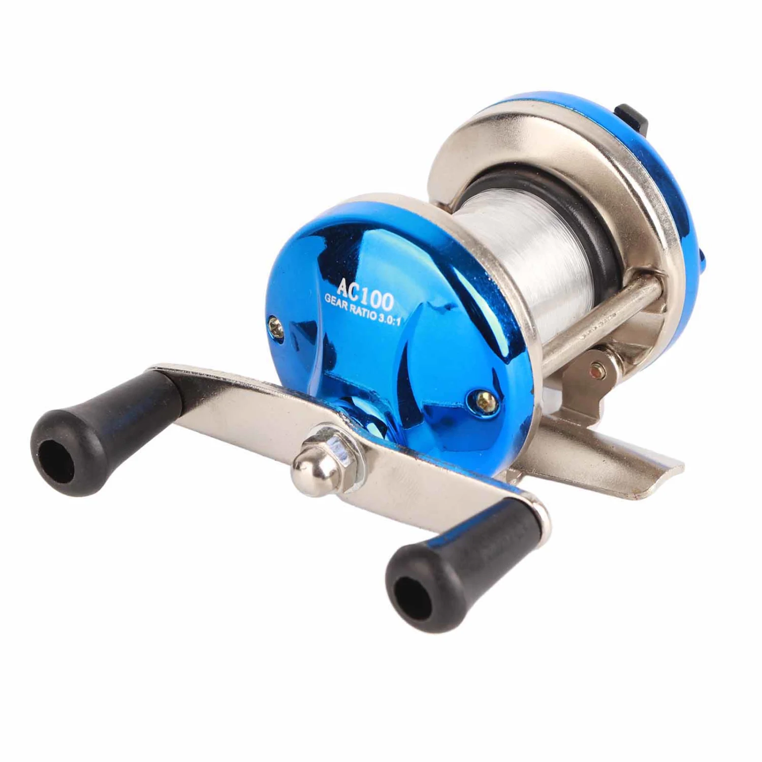 DrumType Wheel Horizontal with Line Lure Reel Ice Fishing Wheel Fishing Tackle(blue )