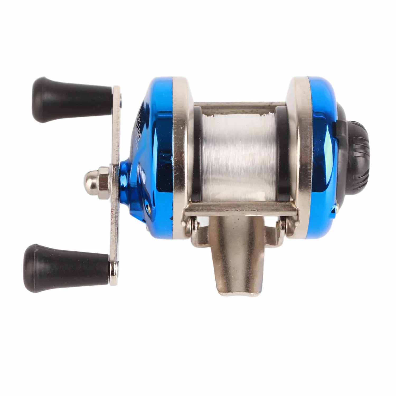 DrumType Wheel Horizontal with Line Lure Reel Ice Fishing Wheel Fishing Tackle(blue )