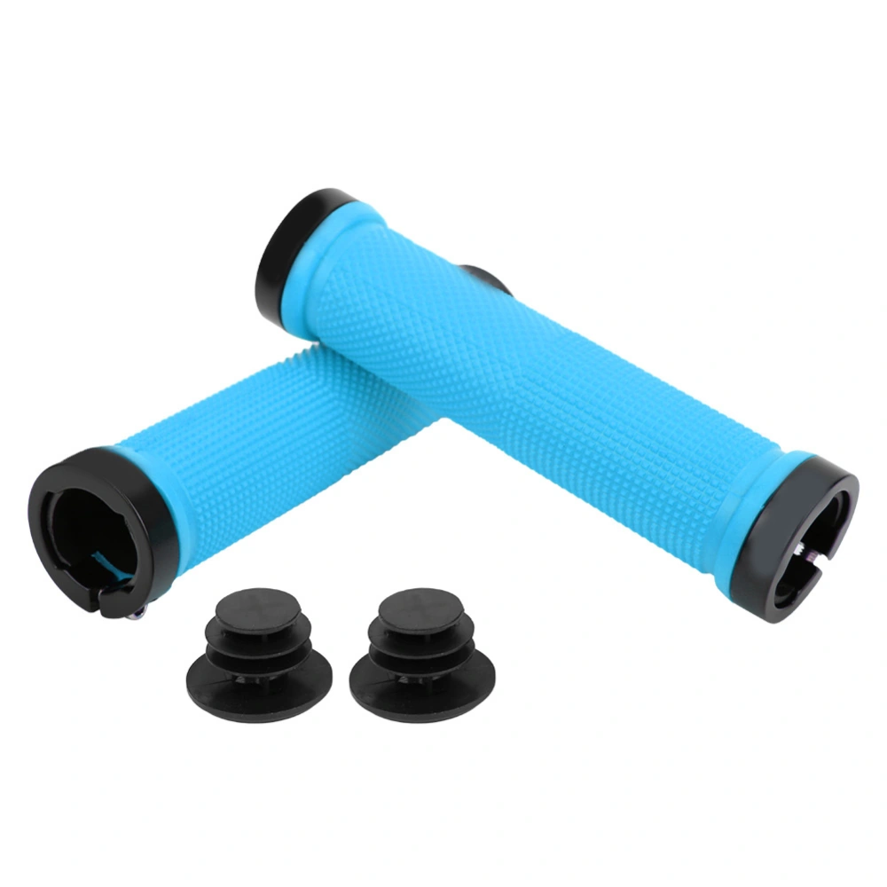 1 Pair Bicycle Cycling Handle Bar Anti-slip Grips Lock On Mountain Bike Handlebar Grip(blue )