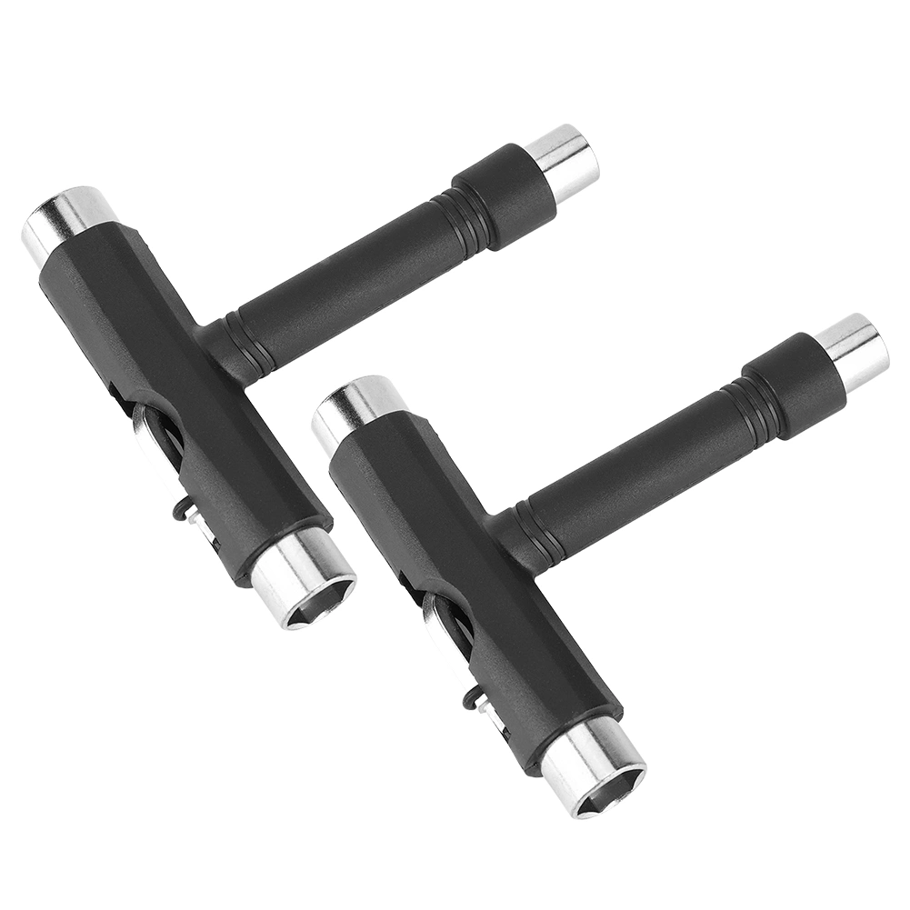 2 Sets Steel Durable Portable Plastic Covered Edge Skateboard T Shape Skate Wrench Repair Tool Accessory