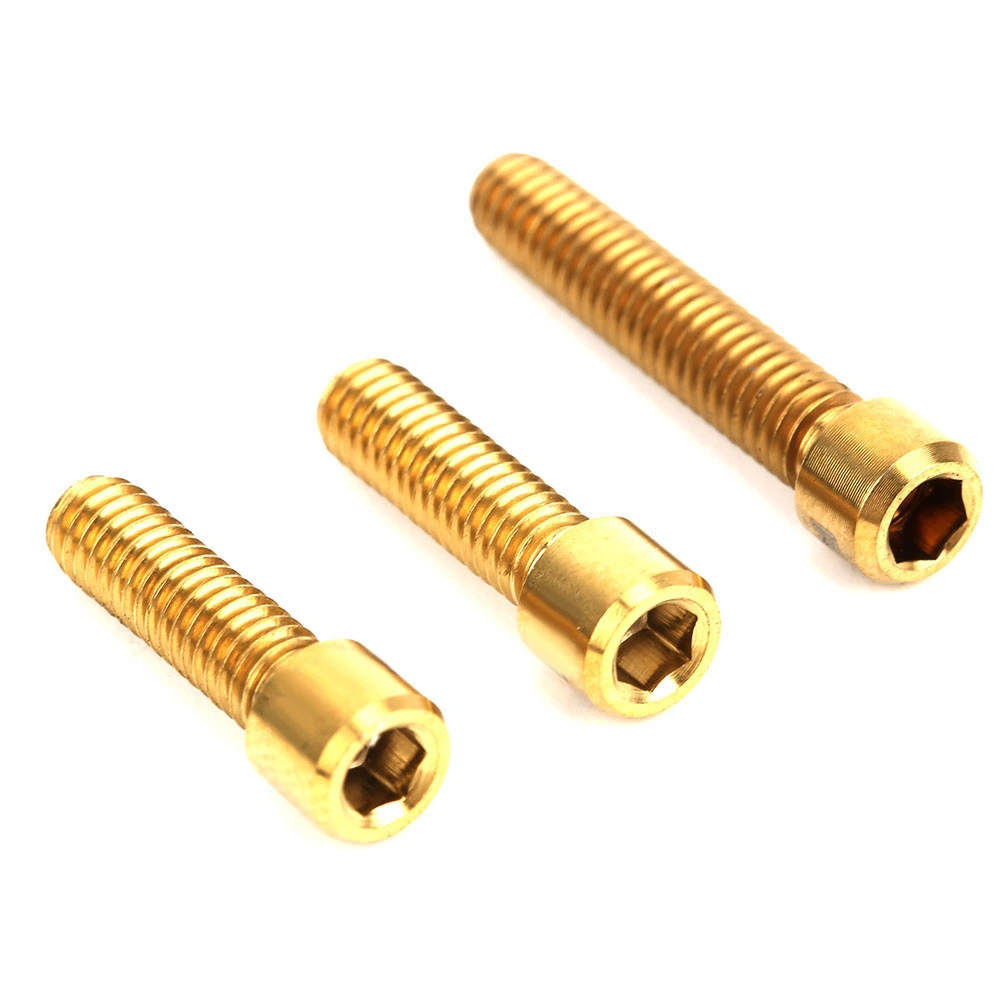 3 pcs Titanium Alloy Steering Stem Handlebar Rear Dial Screws Bolts Set for Road Bicycle Accessoriesgold