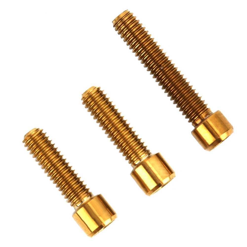 3 pcs Titanium Alloy Steering Stem Handlebar Rear Dial Screws Bolts Set for Road Bicycle Accessoriesgold