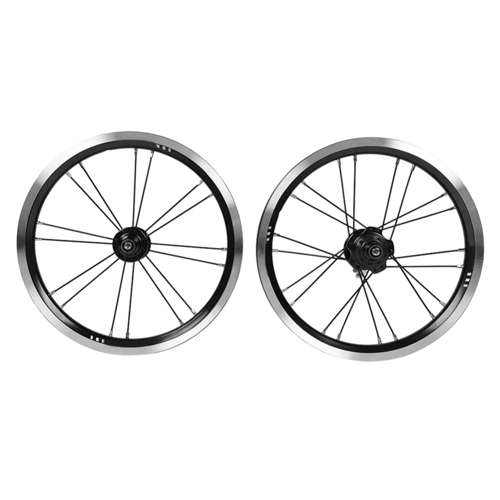 Folding Bike 9 Teeth 14 inch Wheel Set Alloy Rims For V Brake Bicycle Wheelsetblack