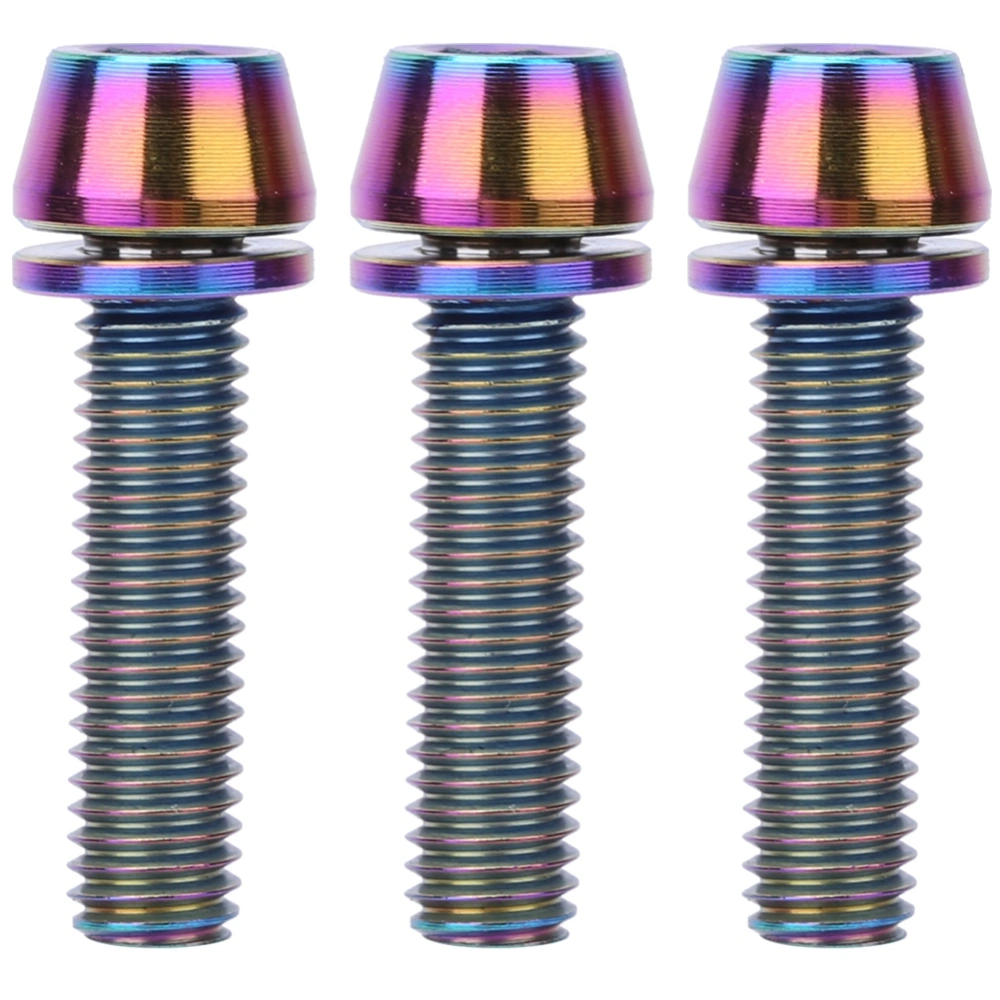 3PCS Titanium Alloy Durable Bike Handlebar Stem Screws Bicycle Disc Brake Clamp Set Screw AccessoryM5x20mm Colorful