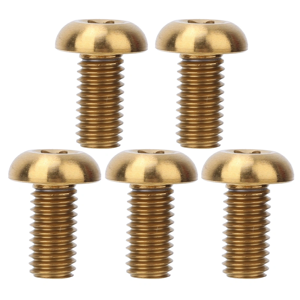 5pcs / Pack Titanium Alloy M5*12 Bicycle Water Bottle Cage Bolts M5*10 Disc Brake Screws(M5*10 Gold )