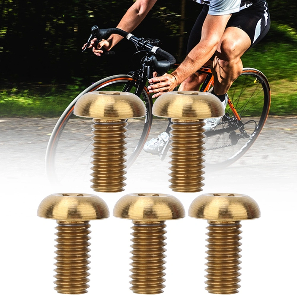 5pcs / Pack Titanium Alloy M5*12 Bicycle Water Bottle Cage Bolts M5*10 Disc Brake Screws(M5*10 Gold )