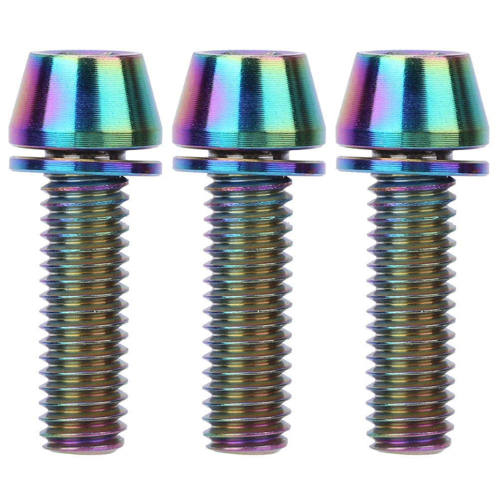 3PCS Titanium Alloy Durable Bike Handlebar Stem Screws Bicycle Disc Brake Clamp Set Screw AccessoryM6x20mm Colorful
