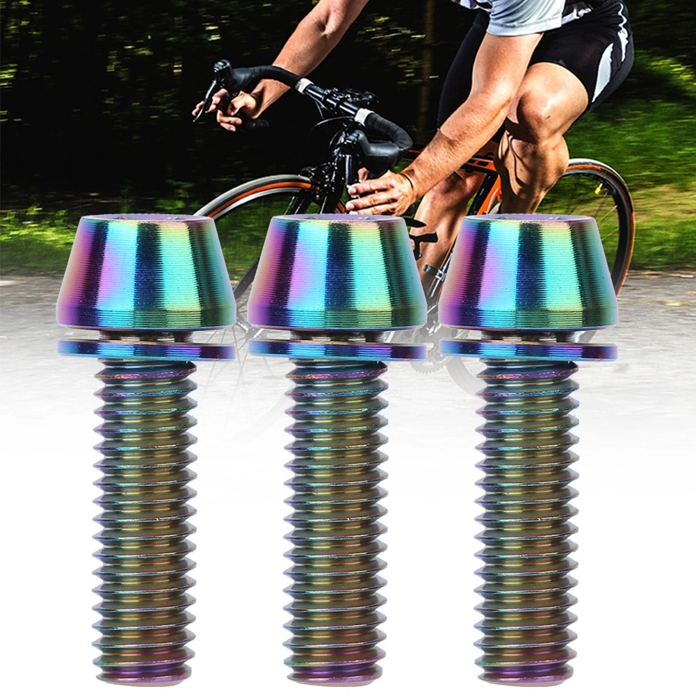 3PCS Titanium Alloy Durable Bike Handlebar Stem Screws Bicycle Disc Brake Clamp Set Screw AccessoryM6x20mm Colorful