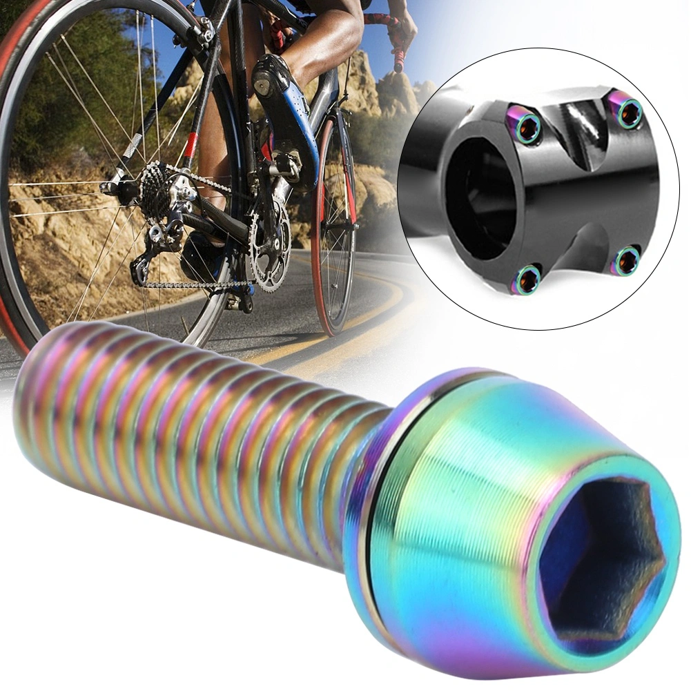 3PCS Titanium Alloy Durable Bike Handlebar Stem Screws Bicycle Disc Brake Clamp Set Screw AccessoryM6x20mm Colorful