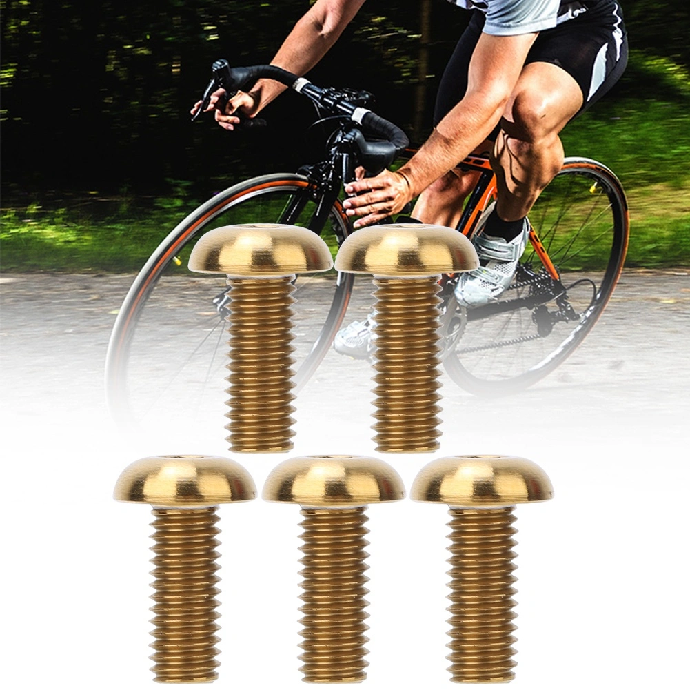 5pcs / Pack Titanium Alloy M5*12 Bicycle Water Bottle Cage Bolts M5*10 Disc Brake Screws(M5*12 Gold )