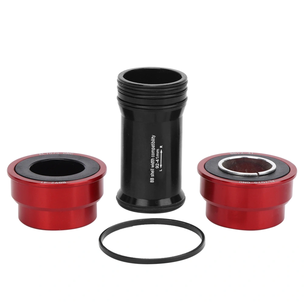 BB91/BB92 Bike Ceramics Bearing Integrated Hollow Chain Wheel Bottom Bracket Bicycle Accessory(press In type red )