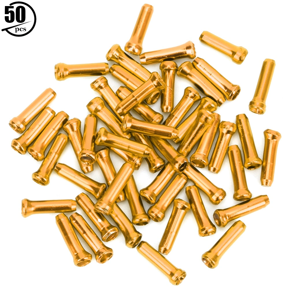 50pcs Bicycle Brake Wire End Core Cap Aluminum Alloy Shifter Cable Crimps Bike SuppliesGold