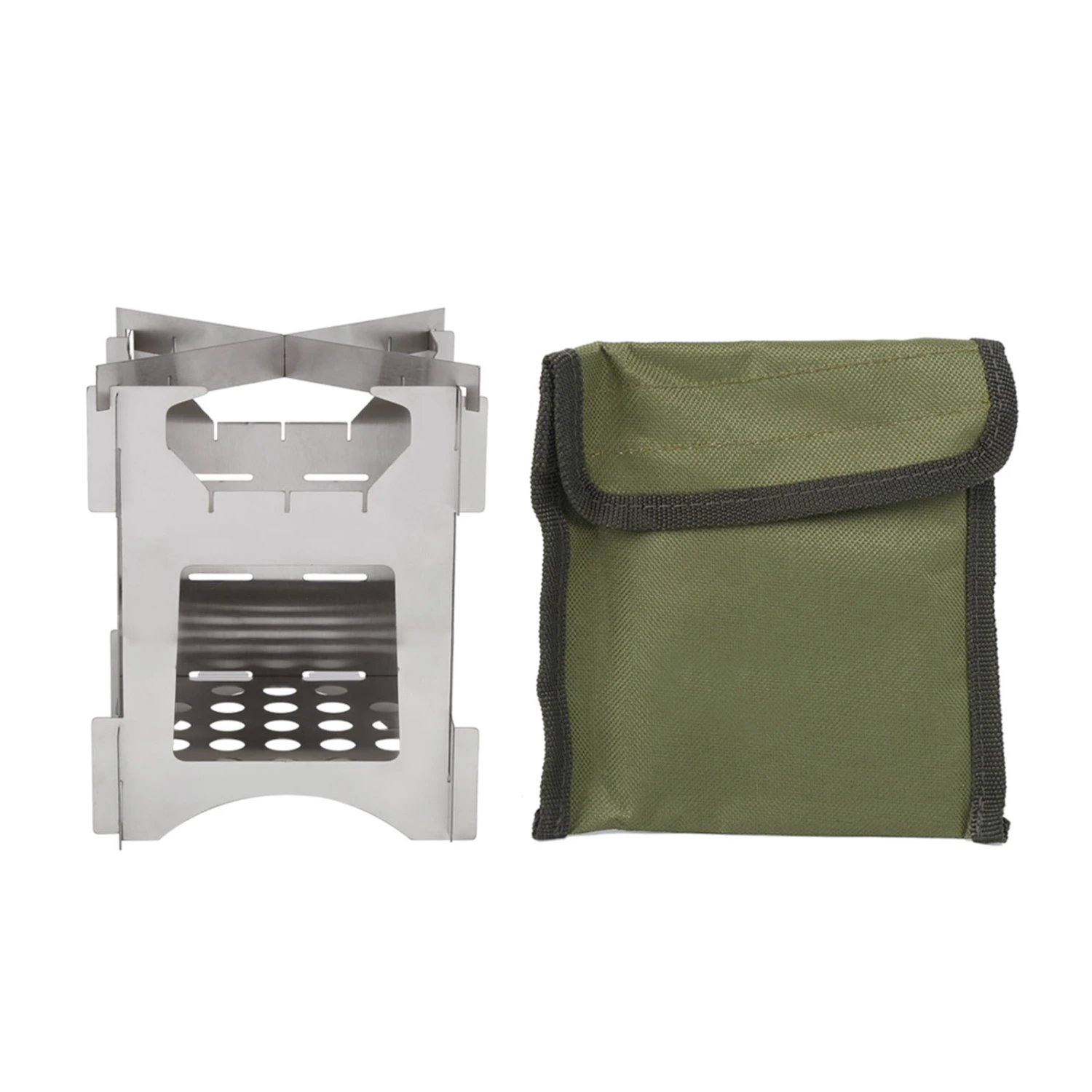 Portable Stainless Steel Folding Wood Burning Stove Mini Cooker for Outdoor Camping Travel Hiking Picnic