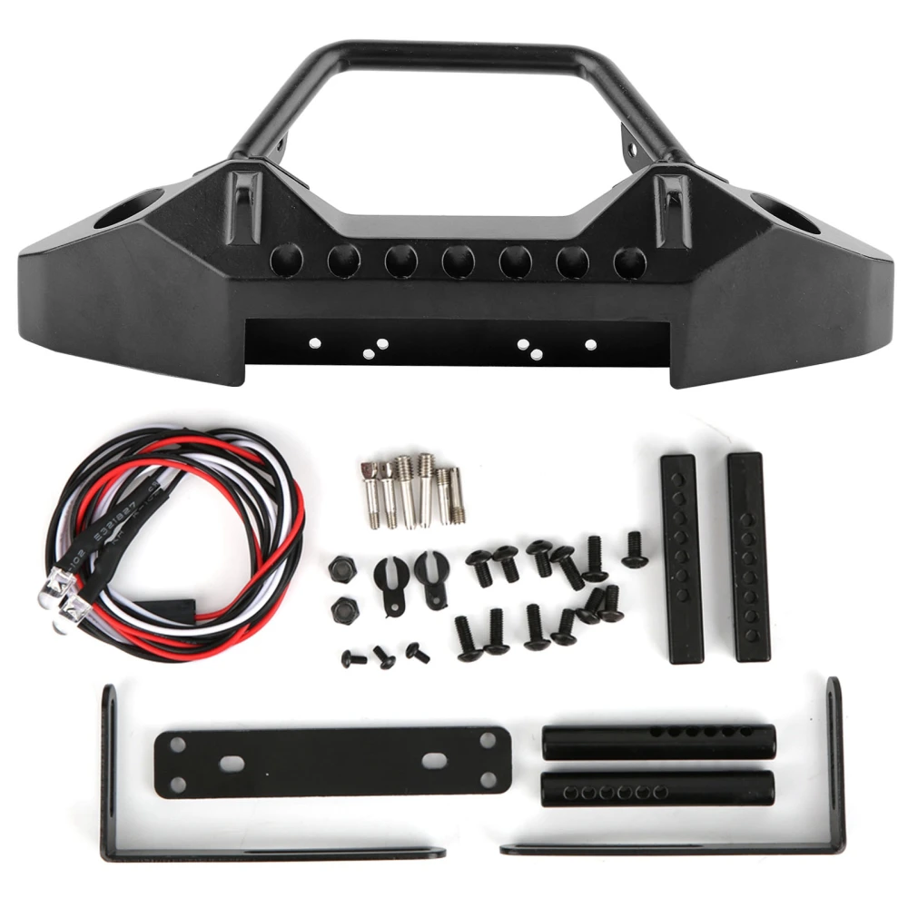 Metal Front Bumper with 2LED Lights Fit for Axial SCX10 AX103007 1/10 RC Car Model