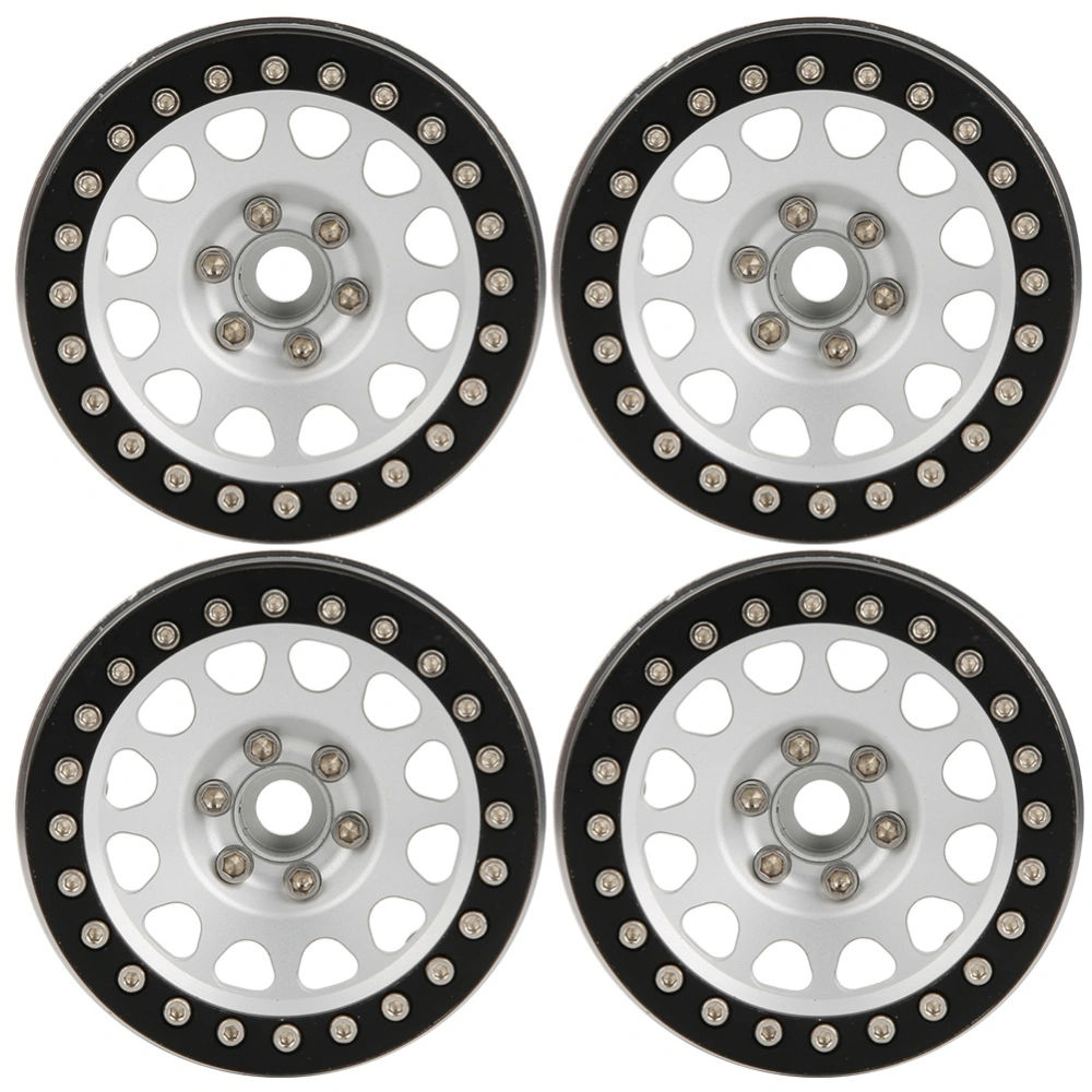 4Pcs 2.2in Metal Lock tire Wheel Hub Heavier Accessory for Rock Crawler 1/10 RCblack silver