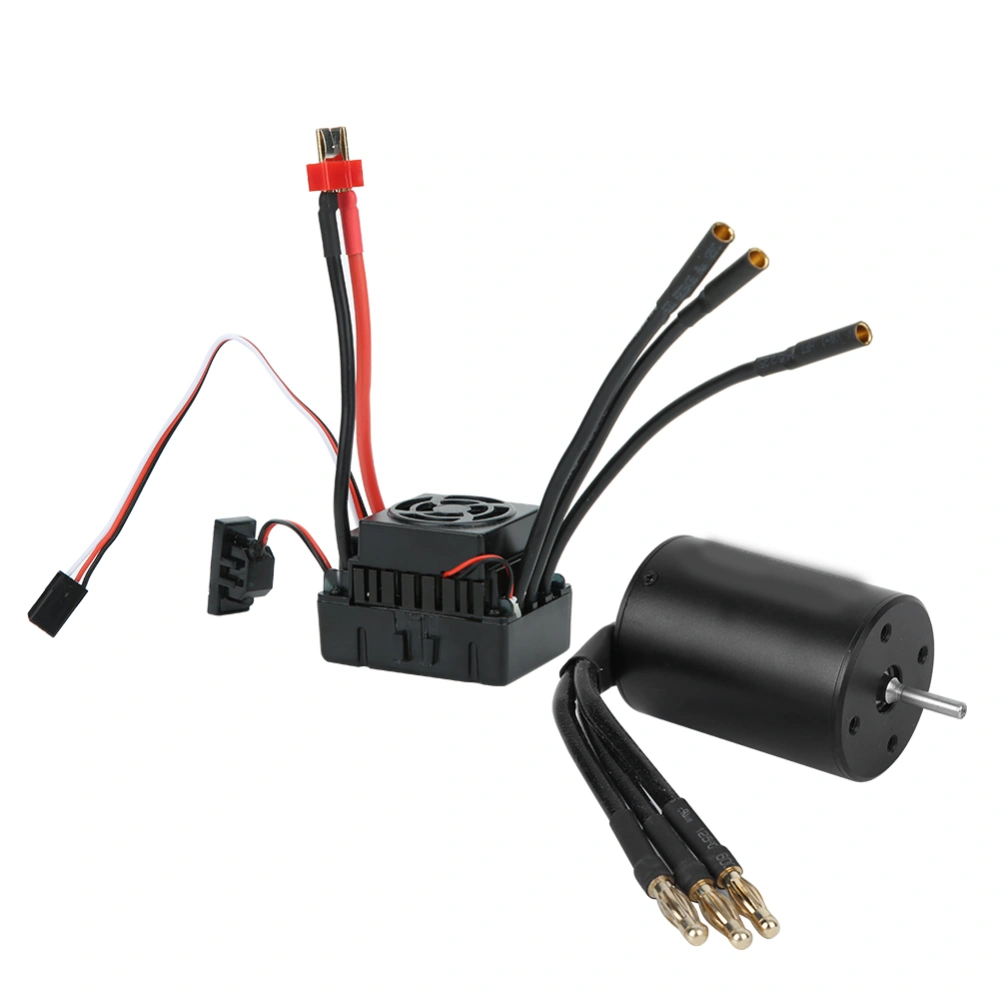 Surpass 3650 Waterproof 4 Pole Brushless Motor 60A ESC RC Car Accessory (Black)(2300Kv60A ESC )