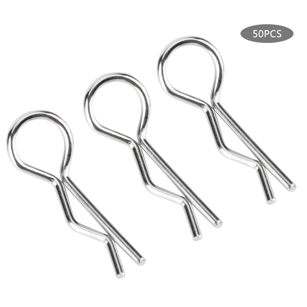 50pcs R Clips R Shape Pins RC Parts Accessory Fit for 1/10 HSP RC Car Vehicle ModelSilver