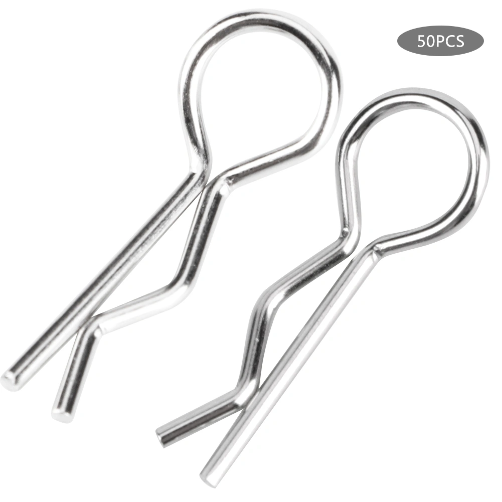 50pcs R Clips R Shape Pins RC Parts Accessory Fit for 1/10 HSP RC Car Vehicle ModelSilver