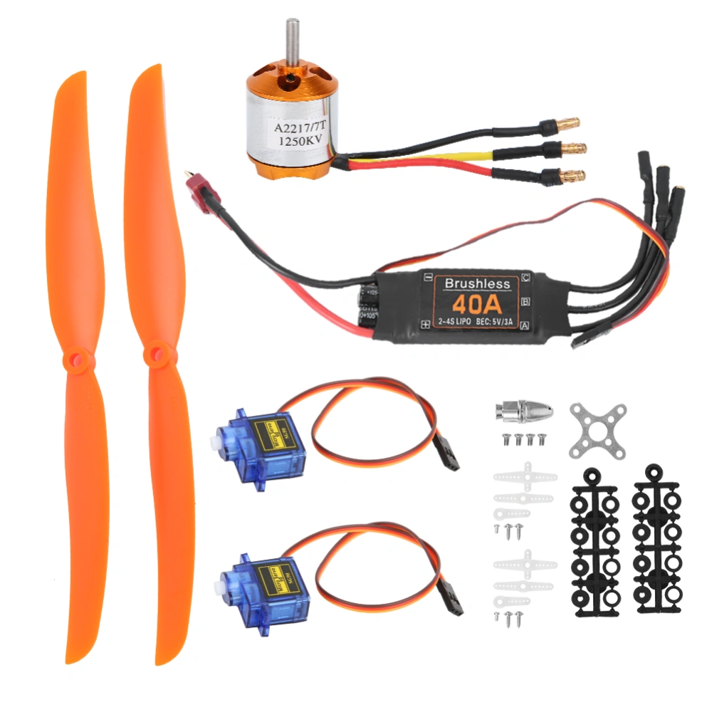 A2217 1250KV Brushless Motor 40A ESC SG90 9G Micro Servo 8060 Propeller for RC Plane(1250KV Motor 40A ESC 9G Servo 8060 Propeller )