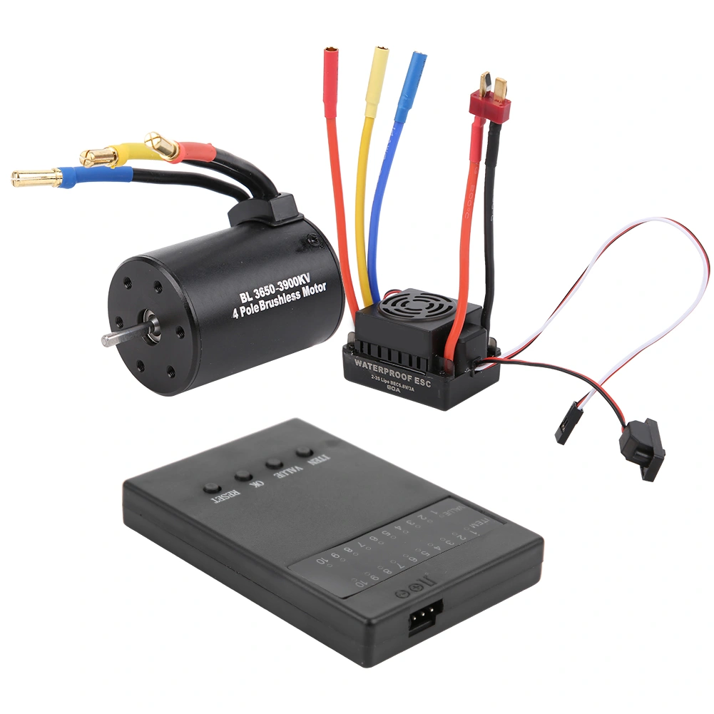 3650 3900KV Brushless Motor Program Card 60A ESC with Waterproof BEC for 1/10 RC Car