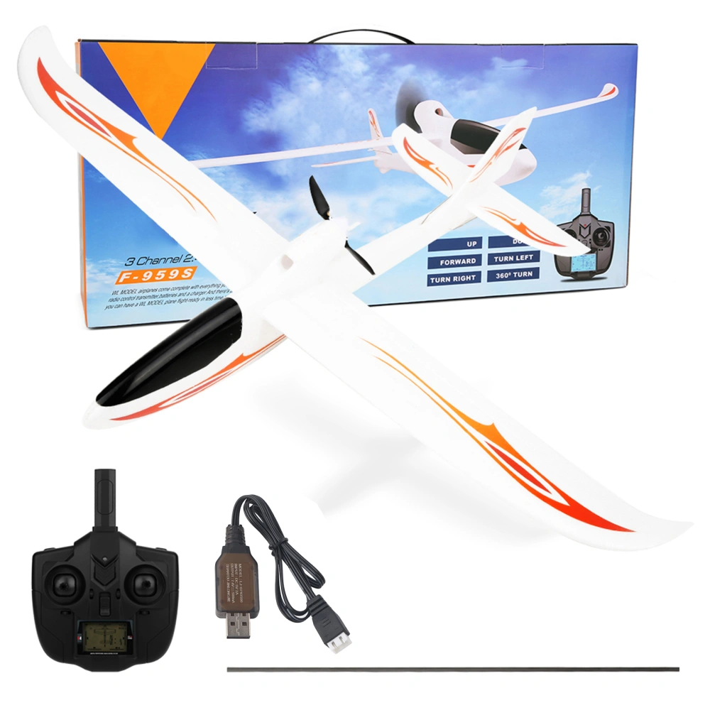 F959S 2.4G 3CH 6 Axle Gyroscope RC Airplane Fixed Wing Remote Control Aircraft(Jaune )