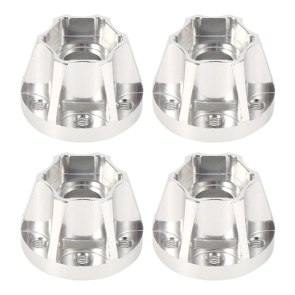 4pcs 1.9inch Aluminum Alloy Silver Wheel Hex Hub Fit for SCX10 1/10 RC Car Model17mm