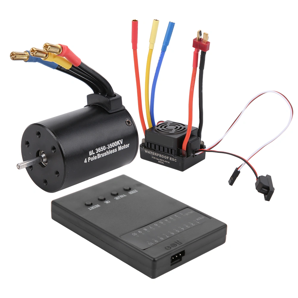 3650 3500KV Brushless Motor Program Card 60A ESC with Waterproof BEC for 1/10 RC Car