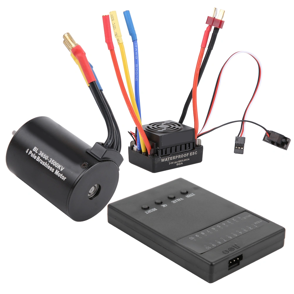 3650 3500KV Brushless Motor Program Card 60A ESC with Waterproof BEC for 1/10 RC Car