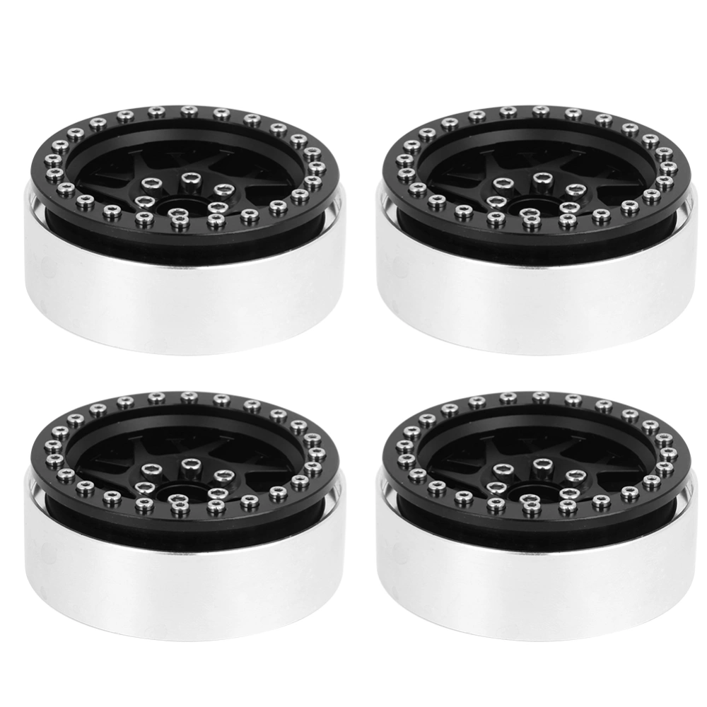 4pcs Metal Wheel Hub RC Car Accessories Fit for SCX10/D90/TRX‑4 1/10 RC Crawler 2.2 InchBlack