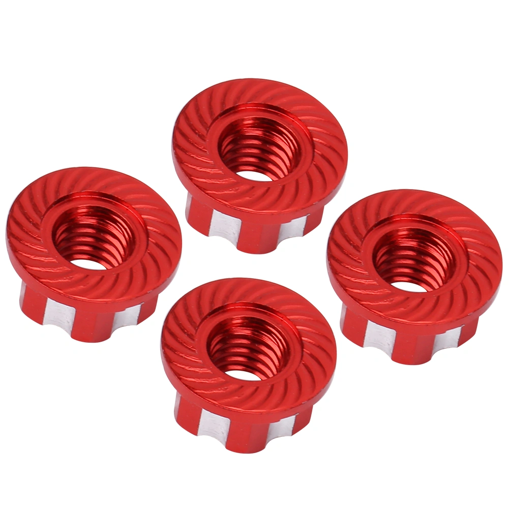 4pcs M4 Carving Hexagonal Nuts Aluminum Alloy Fit for HSP Sakura D3 D4 1/10 RC CarRed