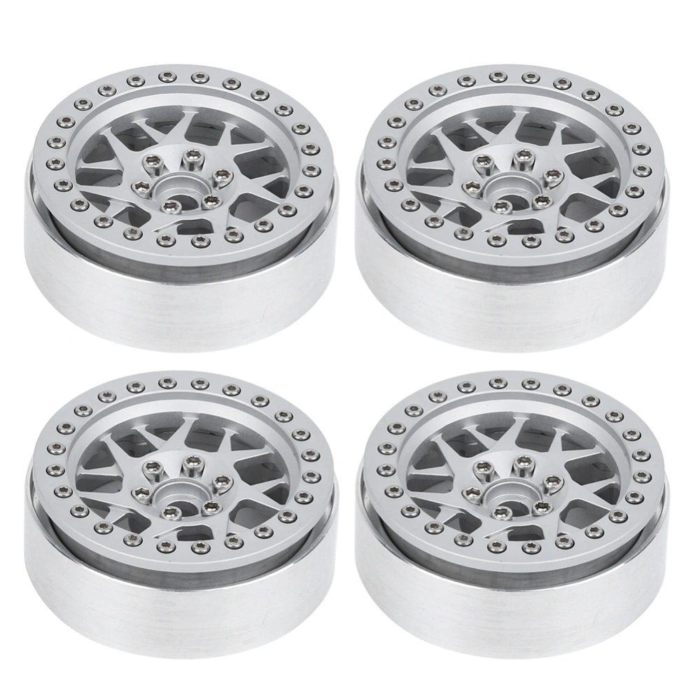 4pcs Metal Wheel Hub RC Car Accessories Fit for SCX10/D90/TRX‑4 1/10 RC Crawler 2.2 InchSilver