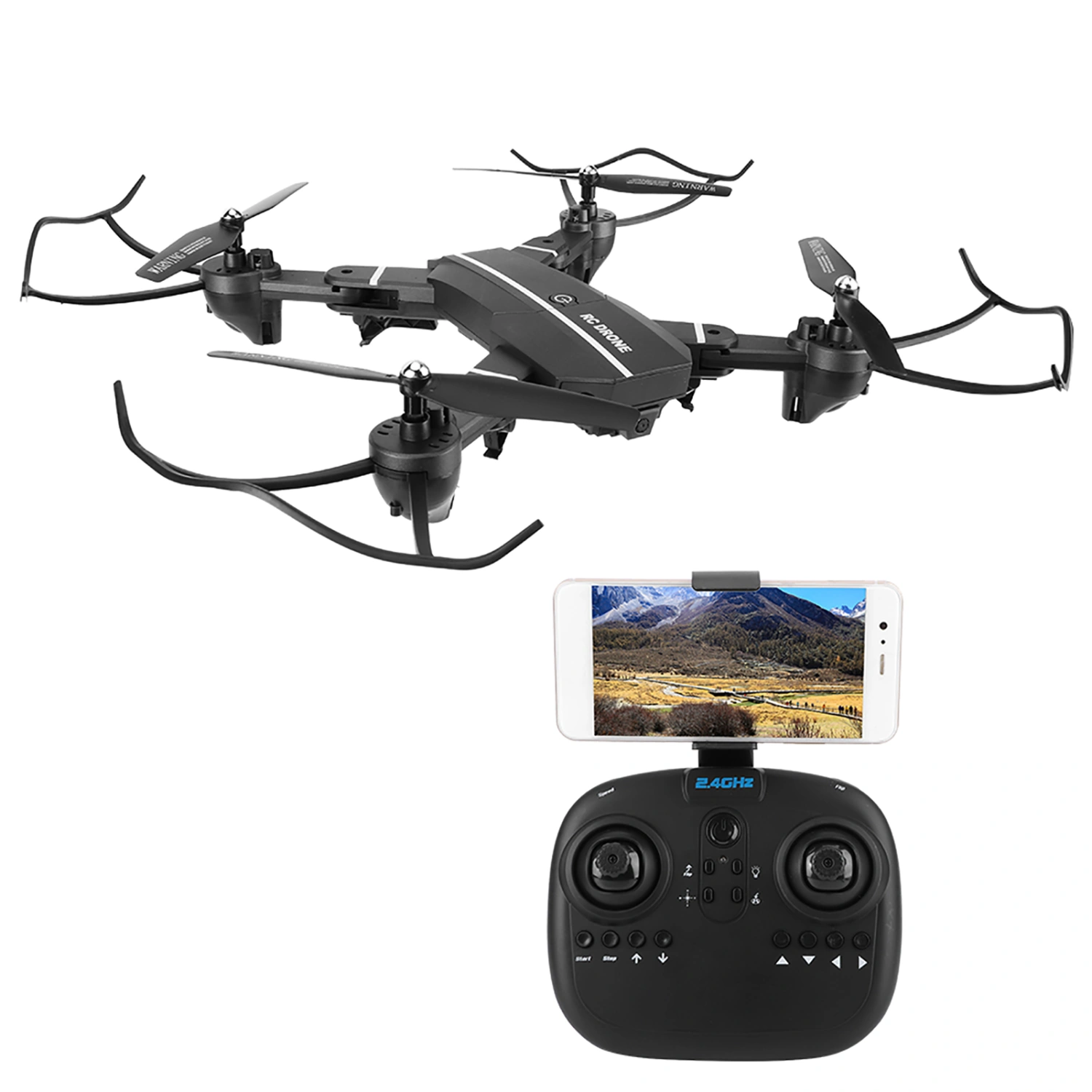 Aerial Photography Drone Foldable Quadcopter UAV with Portable Case 0.3MP Camera 100m Remote Control