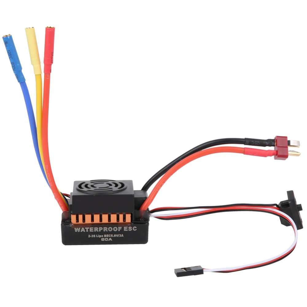 HOBBYFANS 60A Brushless ESC Sensorless Electronic Speed Control with 4.0 Banana Head for RC CarOrange