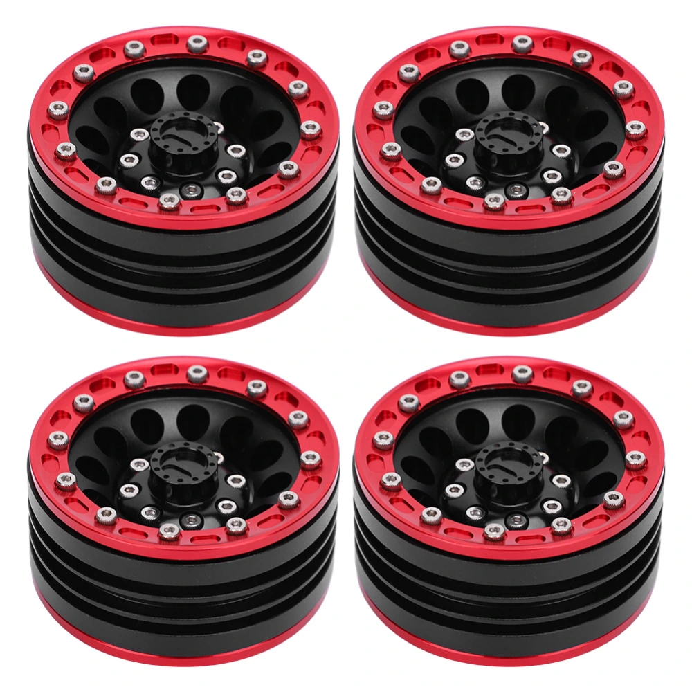 4pcs Universal Metal Wheel Hub RC Car Accessories Fit for 1/10 RC Crawler 1.9 InchRed + Black