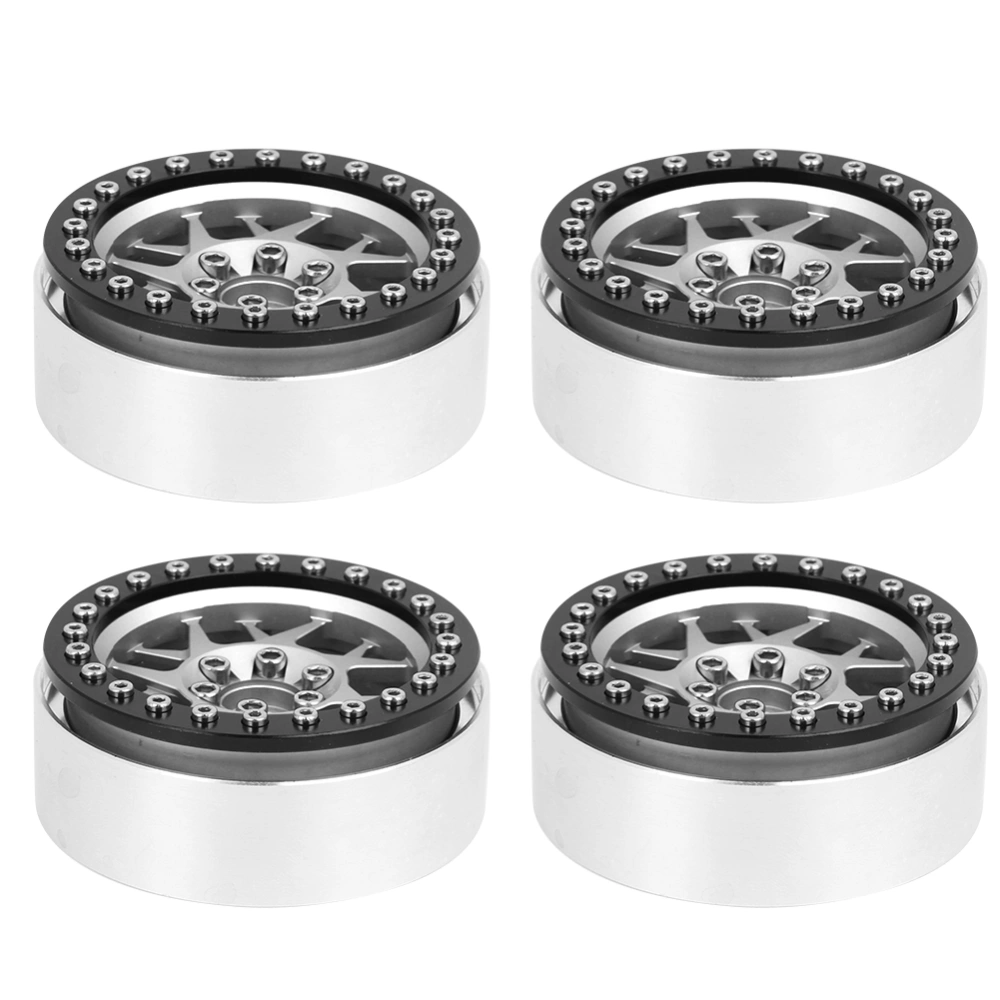 4pcs 2.2inch Aluminium Alloy Wheel Hub Upgrade Parts Fit for SCX10 TRX4 1/10 RC CarBlack + Silver