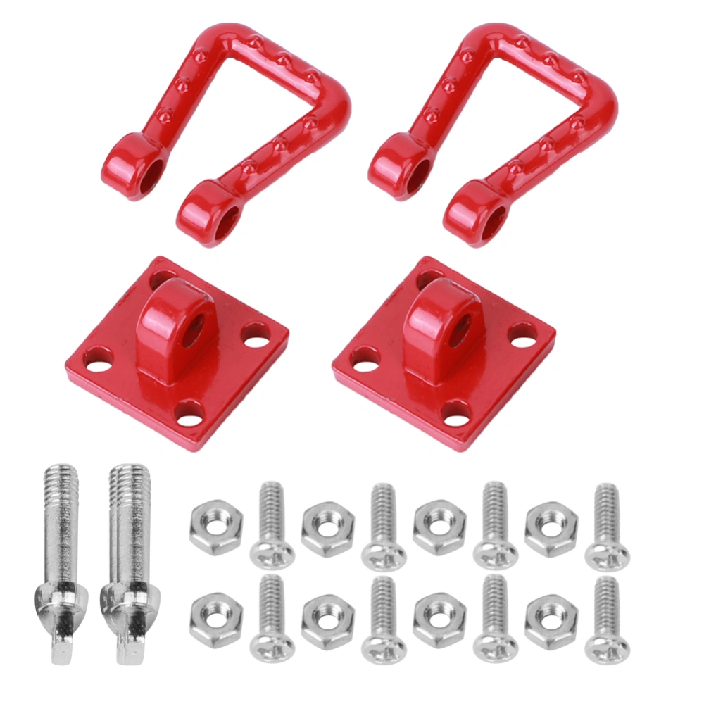 2PCS Metal Trailer Hook Kit Rescue Towing Shackle RC Accessory for 1/10 Crawler Axial SCX10 90046 D90 CC01 CarRed