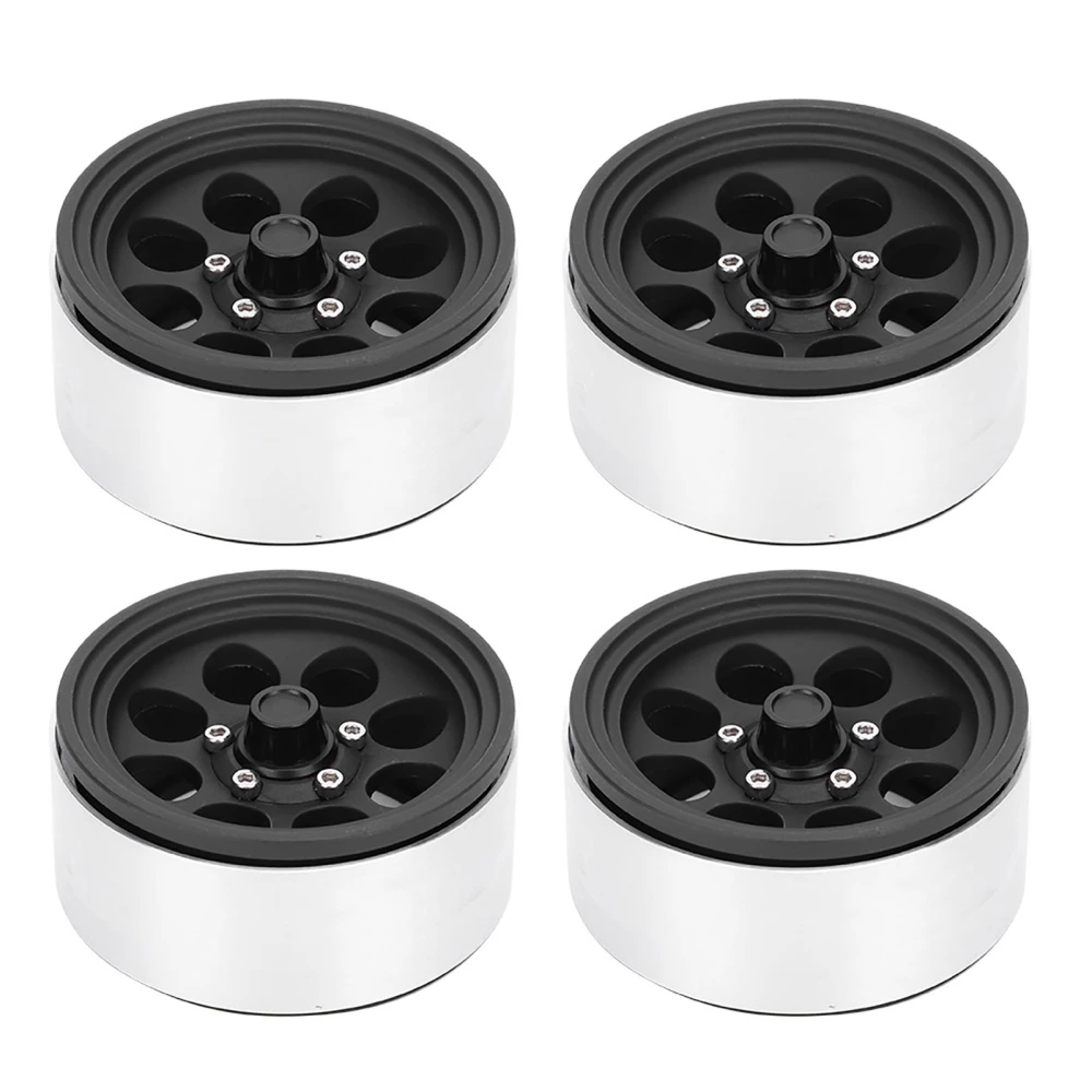 4pcs 1.9inch Aluminum Alloy Wheel Hub Fit for SCX10 II TRX‑4 D90 D110 1/10 RC CarBlack