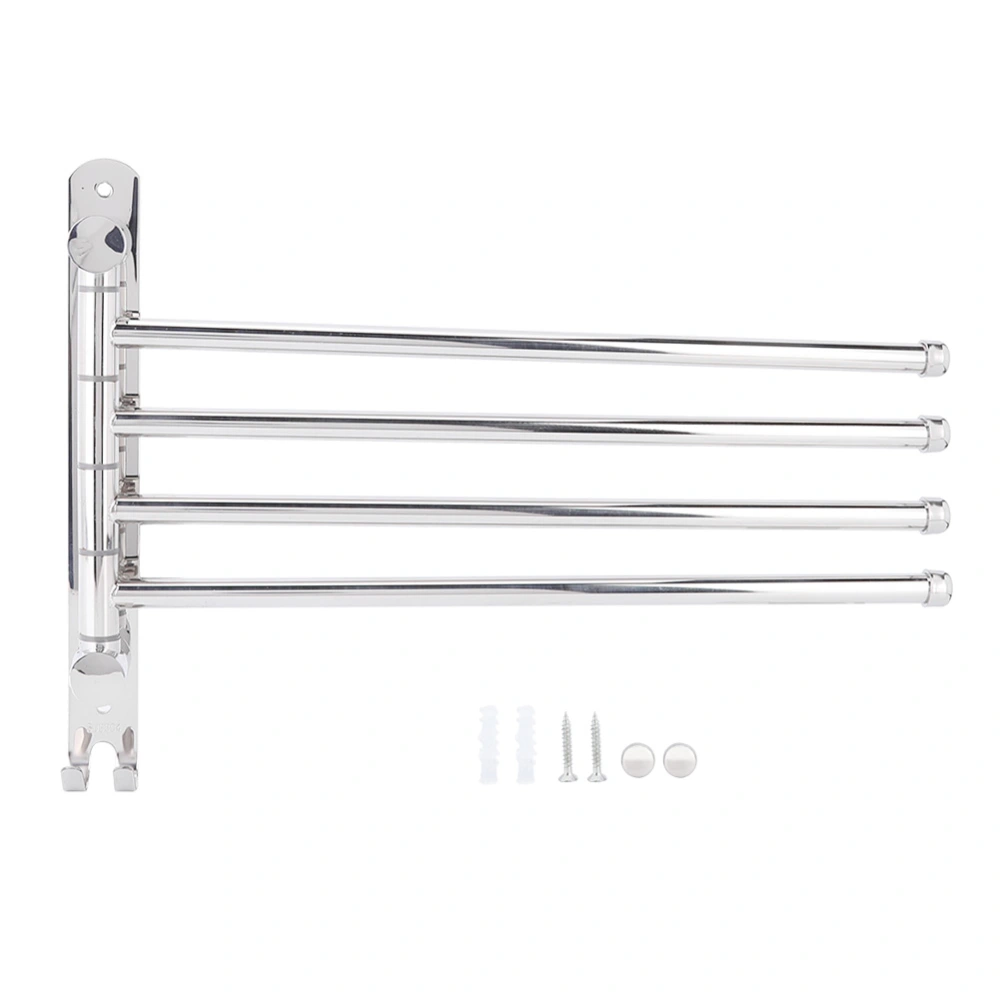 4 Rods Stainless Steel Wall Rotation Towel Storage Rack Shelf Holder Bar Bathroom Organizer