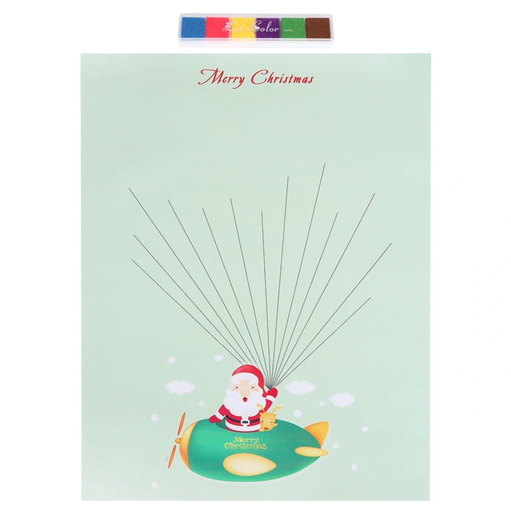 DIY Fingerprint Signature Painting Christmas Signature Tree Paint Home DecorationCartoon Santa Claus