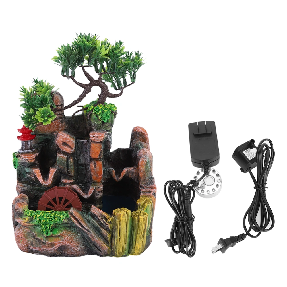 Resin Simulation Rockery Desktop Fountain Decor Home Ornament with Atomizing Effect110V US Plug