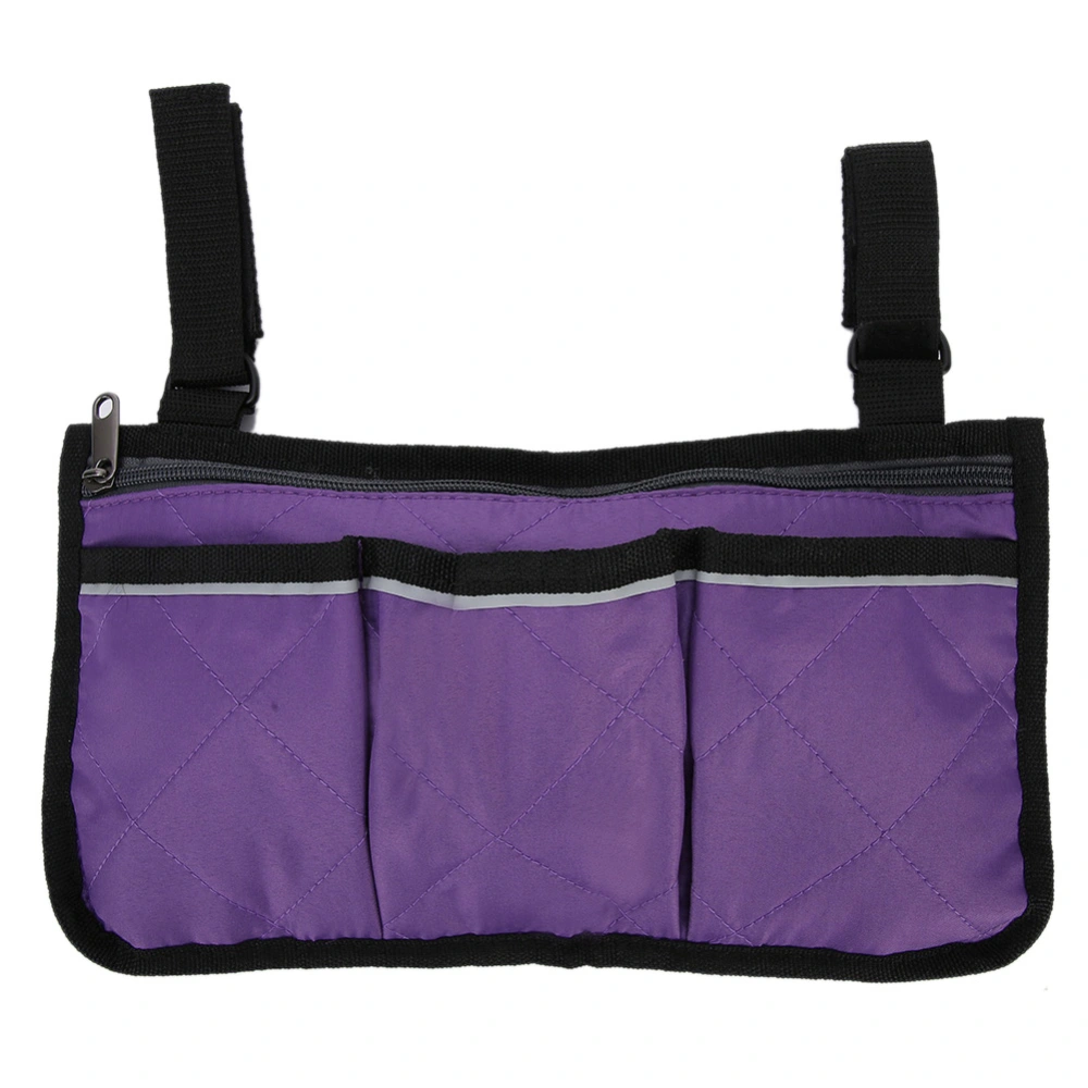 Multiple Pockets Large Capacity Wheelchair Armrest Side Bag Wheelchair Storage OrganizerPurple