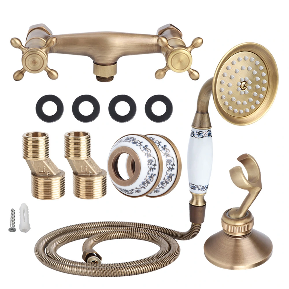 Vintage Style Copper Shower Head Sprayer Hose Kit Concealed Installation Bathroom Accessories