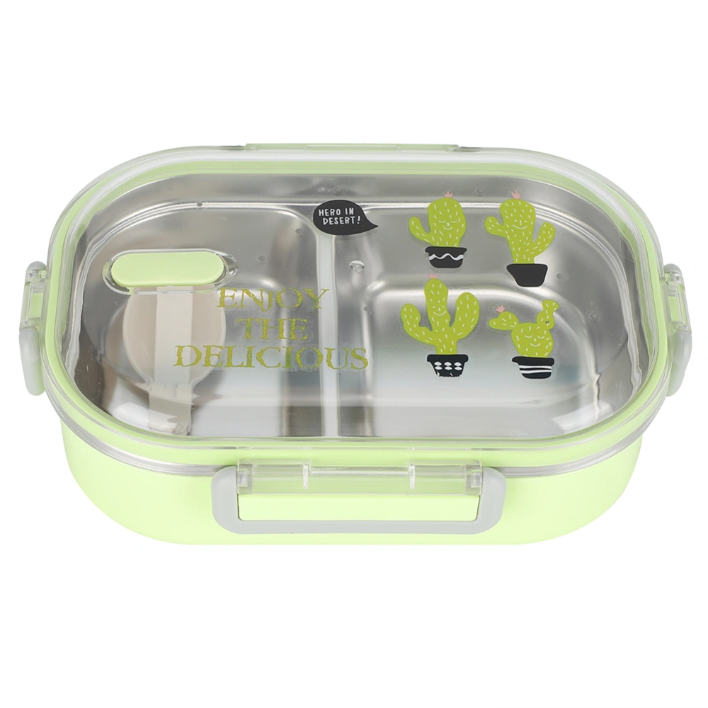 Portable 304 Stainless Steel 650ML Bento Box Leakproof Food Container for Students KidsGreen