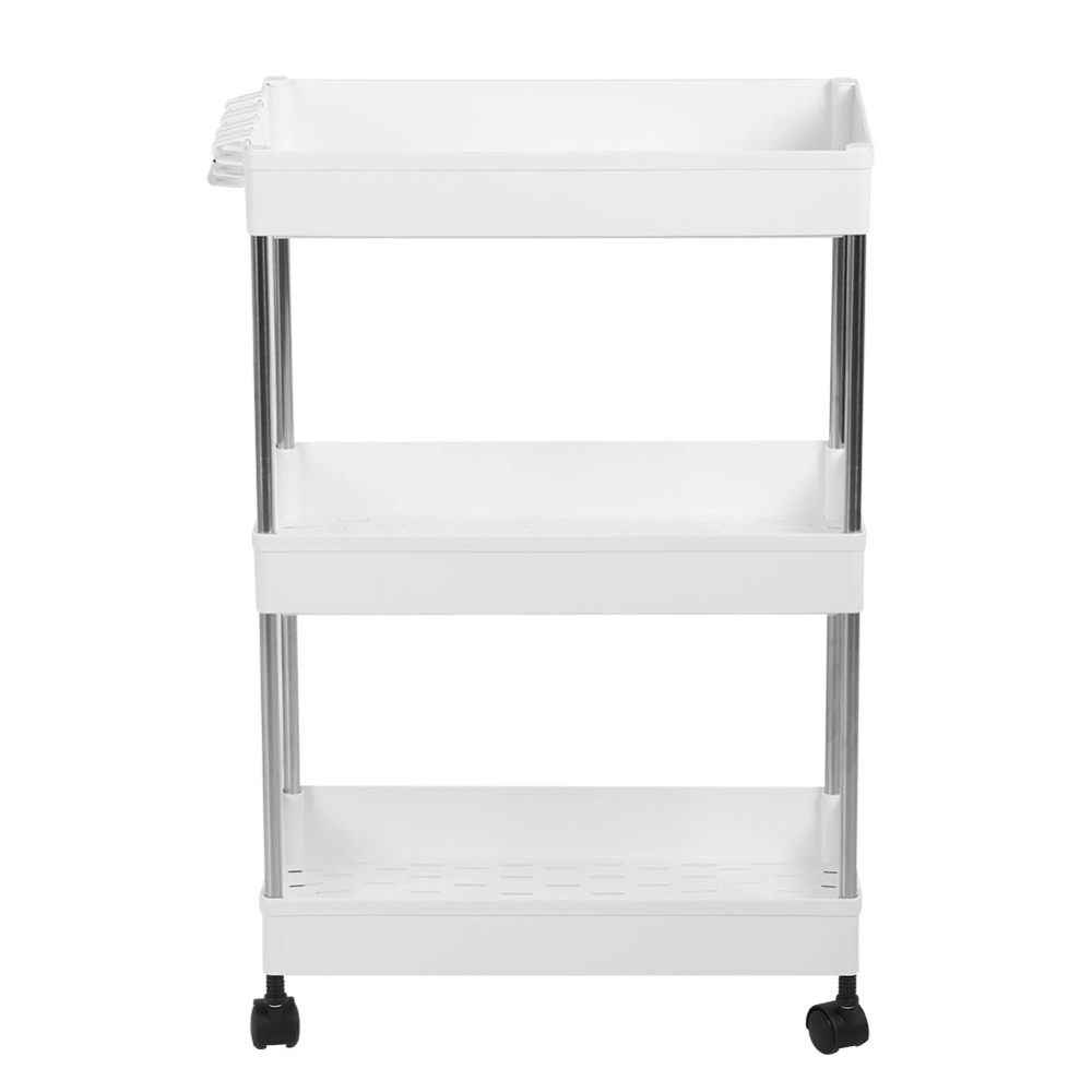 Bathroom Toilet Kitchen Storage Shelf Rack Movable Space Saving Organizer TrolleyClassic Type White 3 Layer