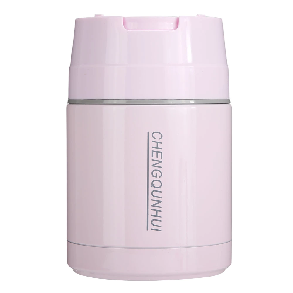 800ml Stainless Steel Portable Vacuum Thermal Cup Pot Lunch Box Insulated Food Container Pink