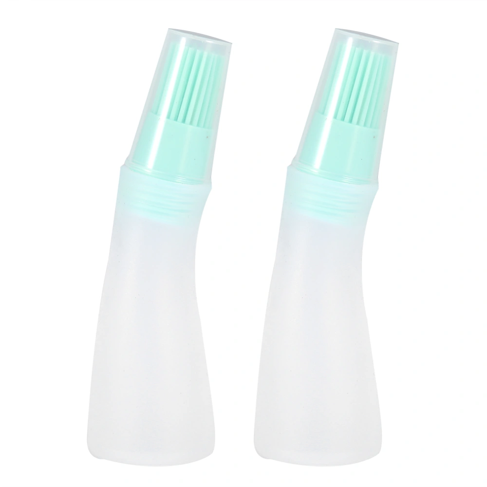 2Pcs Household Barbecue Silicone Oil Bottle with Brush Kitchen Baking Barbecue ToolGreen